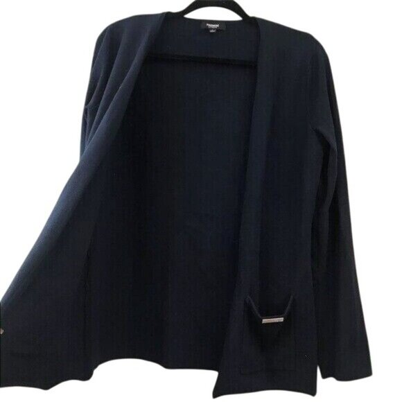 Premise Studio Size L Open Front Knit Cardigan Sweater Lagenlook Pockets Career - Picture 3 of 6